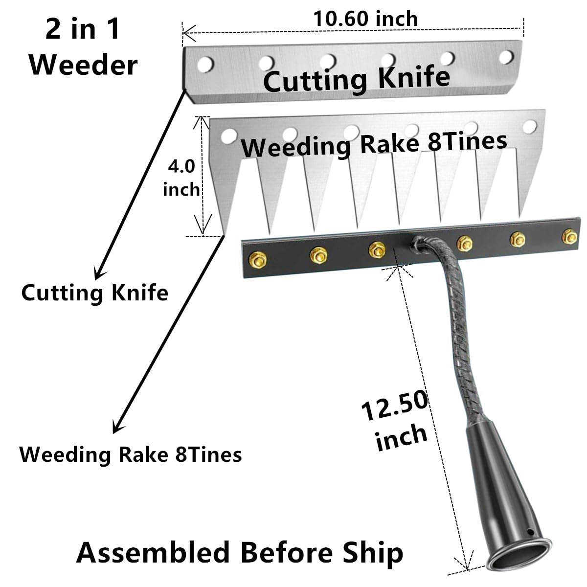 Semifrut 60-inch handle supports standing gardening tasks.