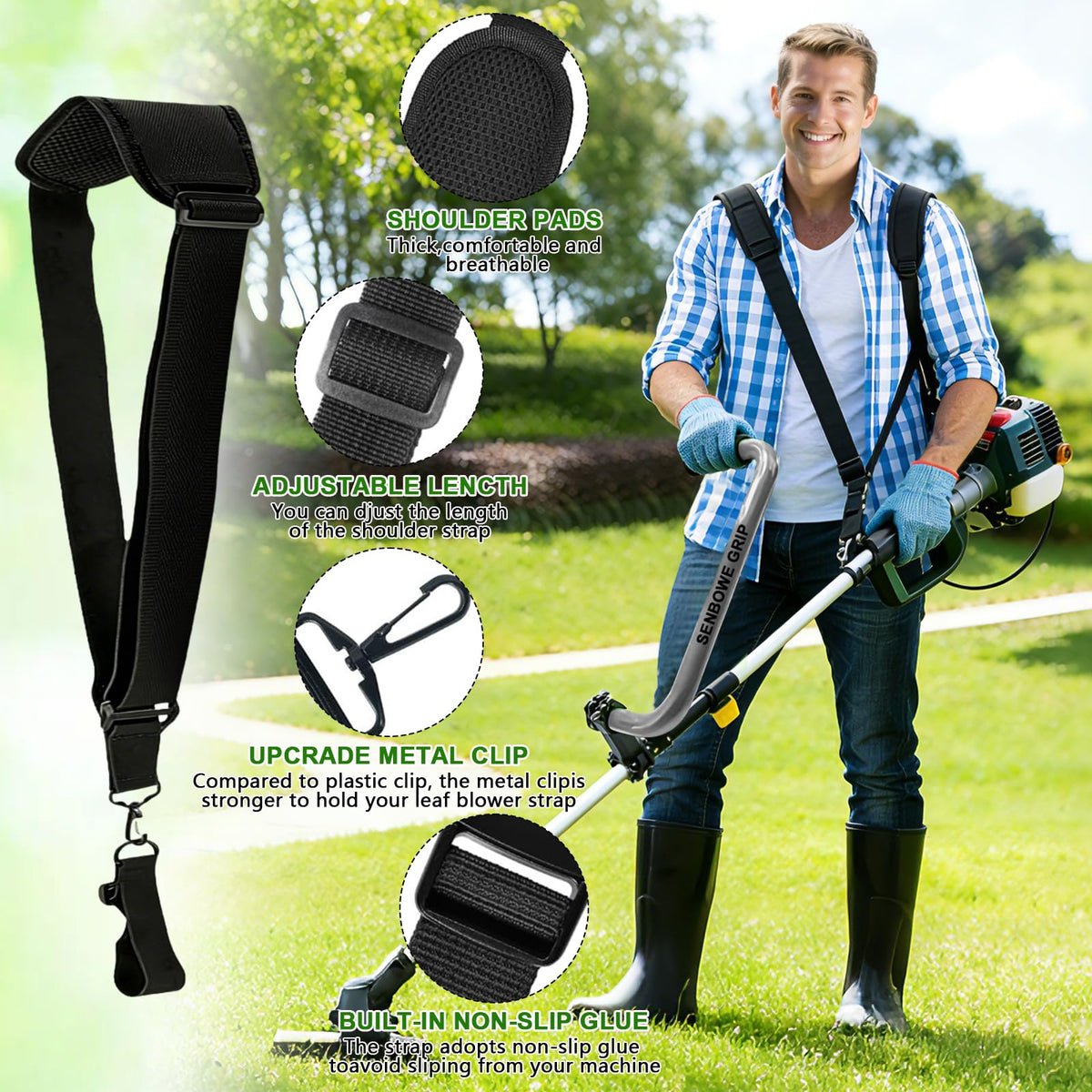 Ergonomic SENBOWE weed eater handle contours to your palm for comfort