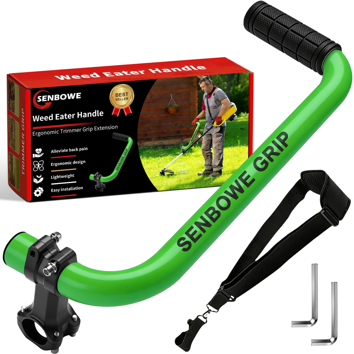 SENBOWE ergonomic weed eater handle with palm-fit grip for fatigue reduction