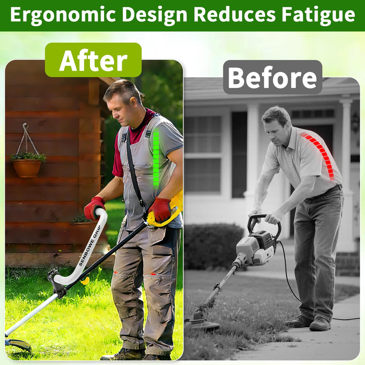 SENBOWE weed eater handle adjustable strap distributes weight to reduce fatigue.
