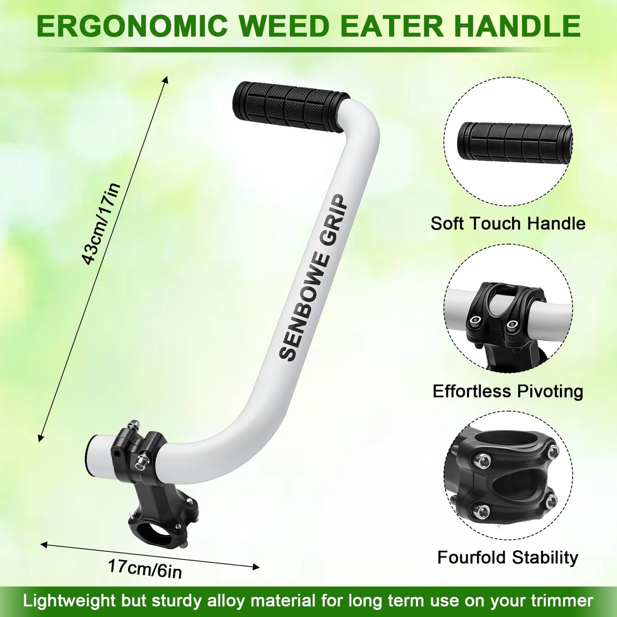SENBOWE weed eater handle in-use comfort boosts efficiency in yard work.