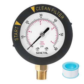 Senctrl 0-60 psi pool filter gauge dial reading clearly for reliable pool maintenance.