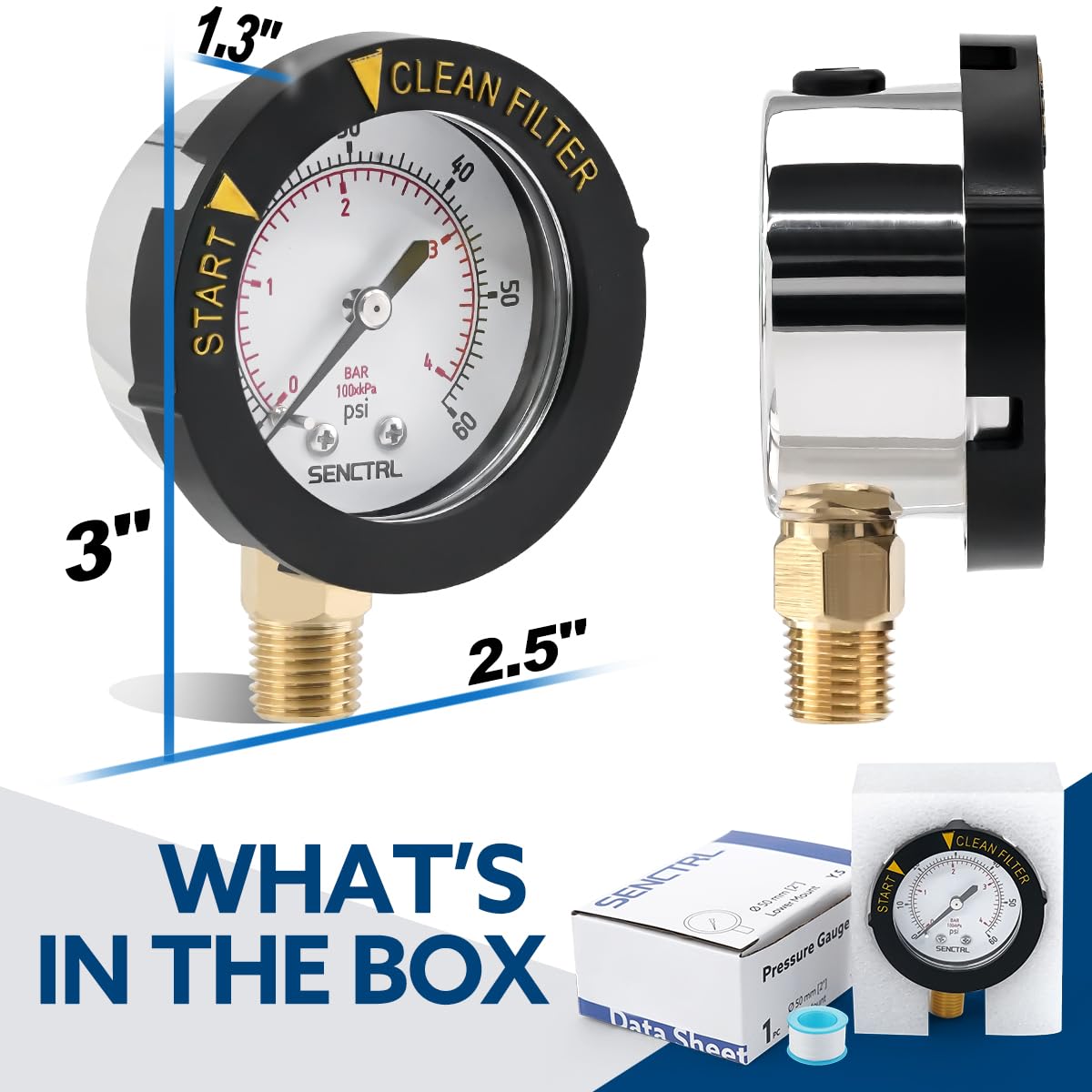 Senctrl brass and stainless wetted parts suit non-corrosive liquids like water for testing.