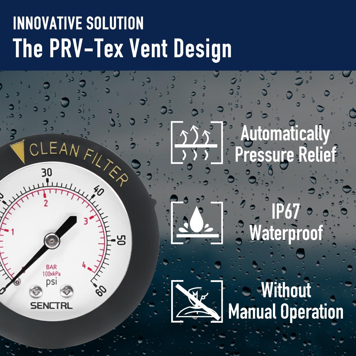 SenCtrl dual-scale display shows psi and bar for versatile pool maintenance.