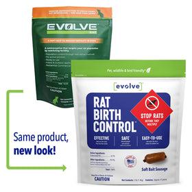 Close-up of SenesTech Evolve soft bait sausages showing texture and packaging