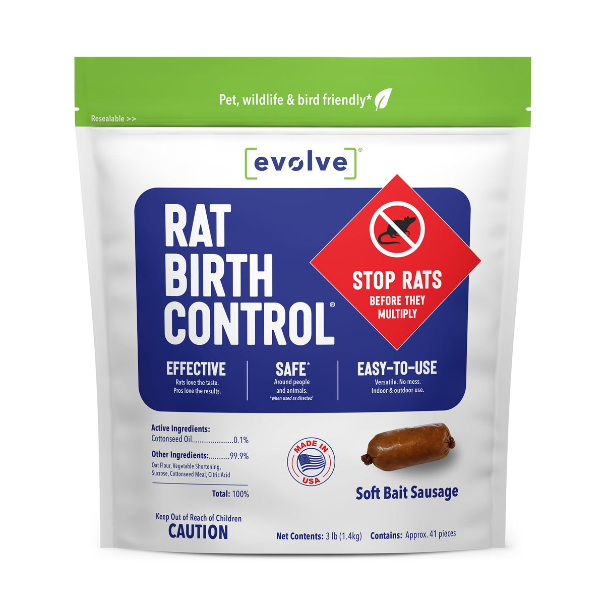 SenesTech Evolve rat birth control sausages pack for long-term population management
