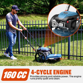 SENIX 14in rubber wheels enable smooth movement on uneven terrain