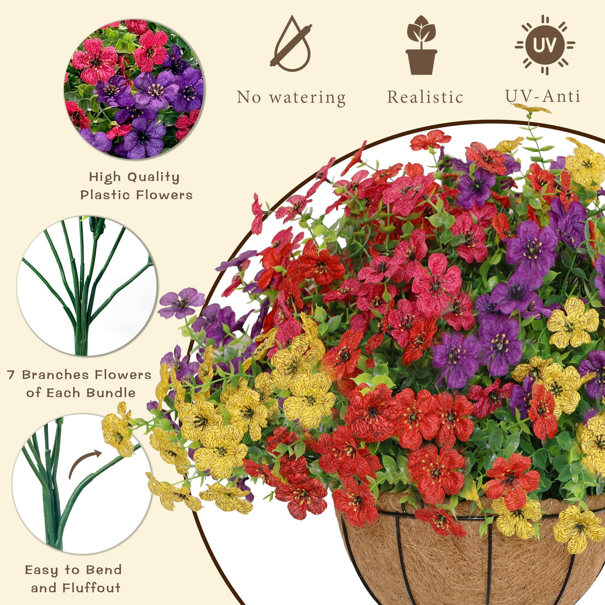 Senjie bendable wire stems allow easy shaping.