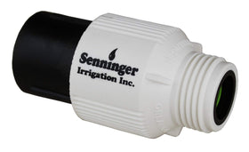 Senninger pressure regulator 25 PSI front view demonstrates compact, low-flow control for drip systems.