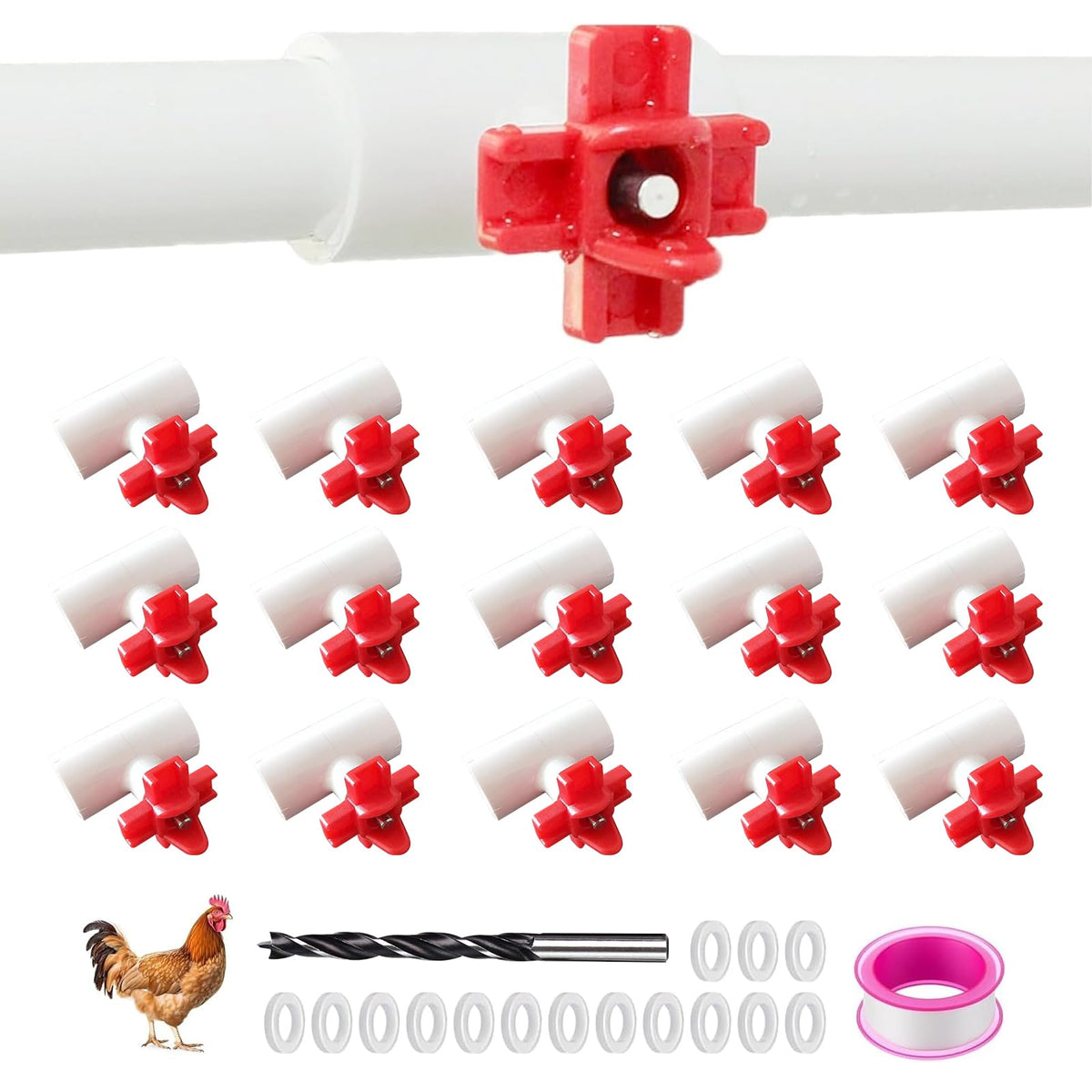 Senylanhxy horizontal nipple waterer 15-pack for easy flock hydration.