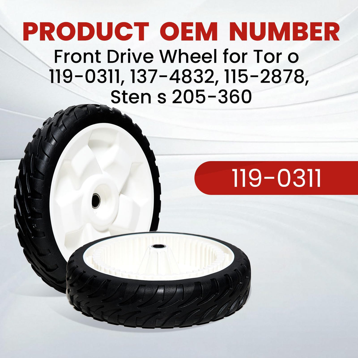 8-inch wheel replacement with durable rubber and plastics construction