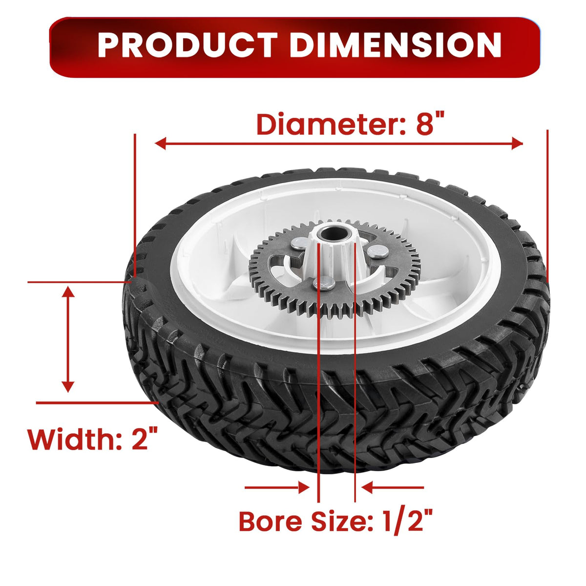 SENZHAO gear rear wheel with 52 teeth for durable traction during mowing.