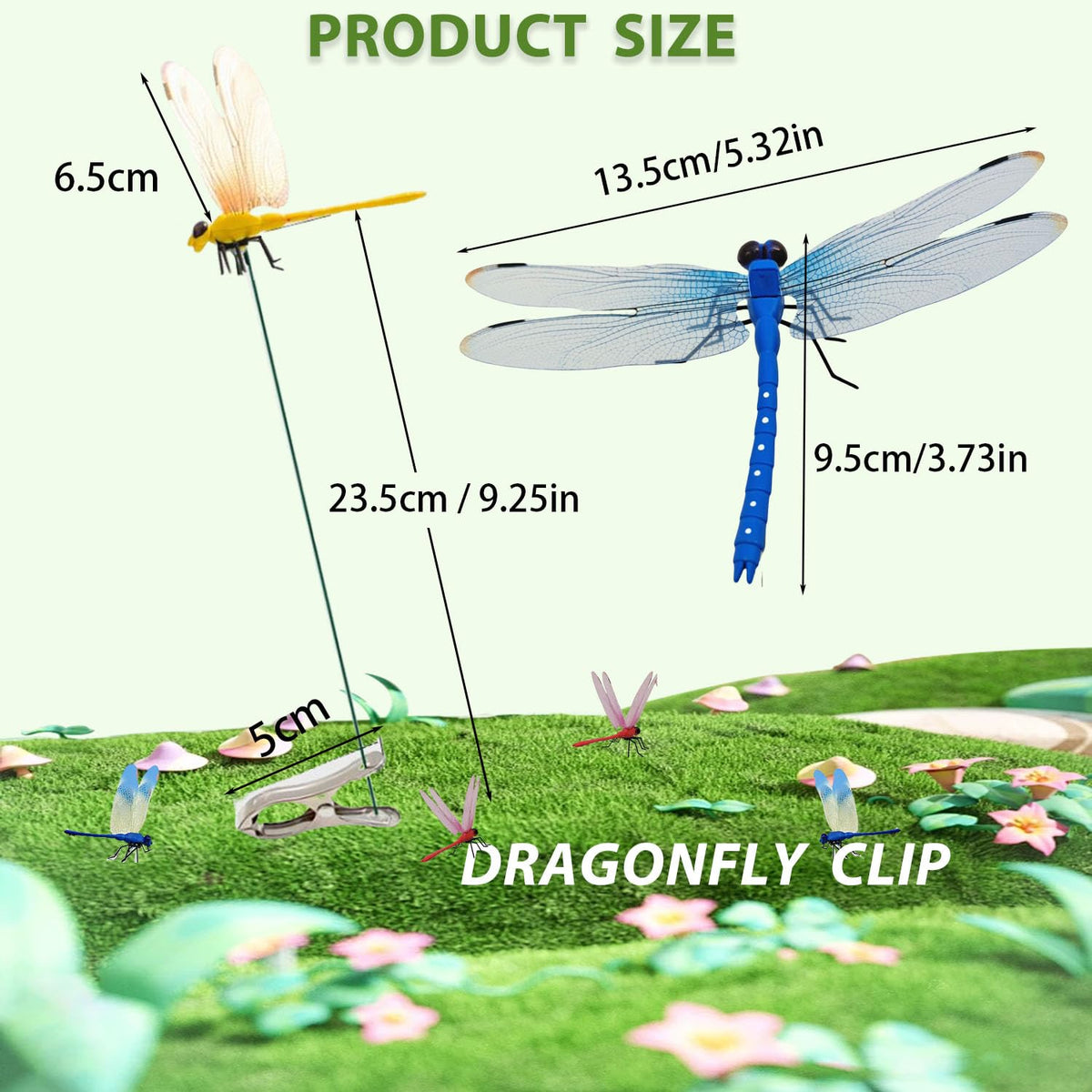 Seodon Dragonfly Clip red on hats and planters creates whimsical detail
