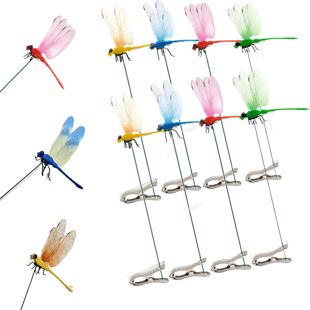 Seodon Dragonfly Clip red adds lifelike color to outdoor garden decor