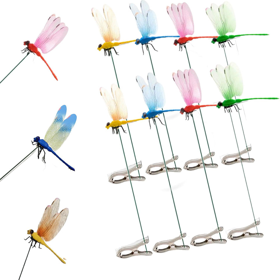 Seodon Dragonfly Clip red adds lifelike color to outdoor garden decor