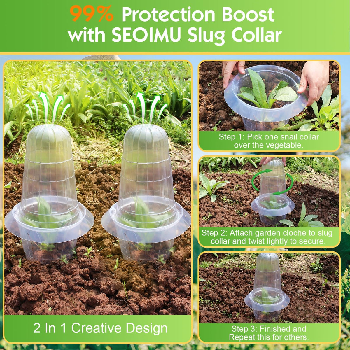 SEOIMU cloche compatible with snail collar for extra protection
