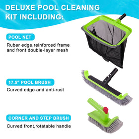 Sepetrel Deluxe 17.5-inch pool brush head covers more area for faster scrubbing.