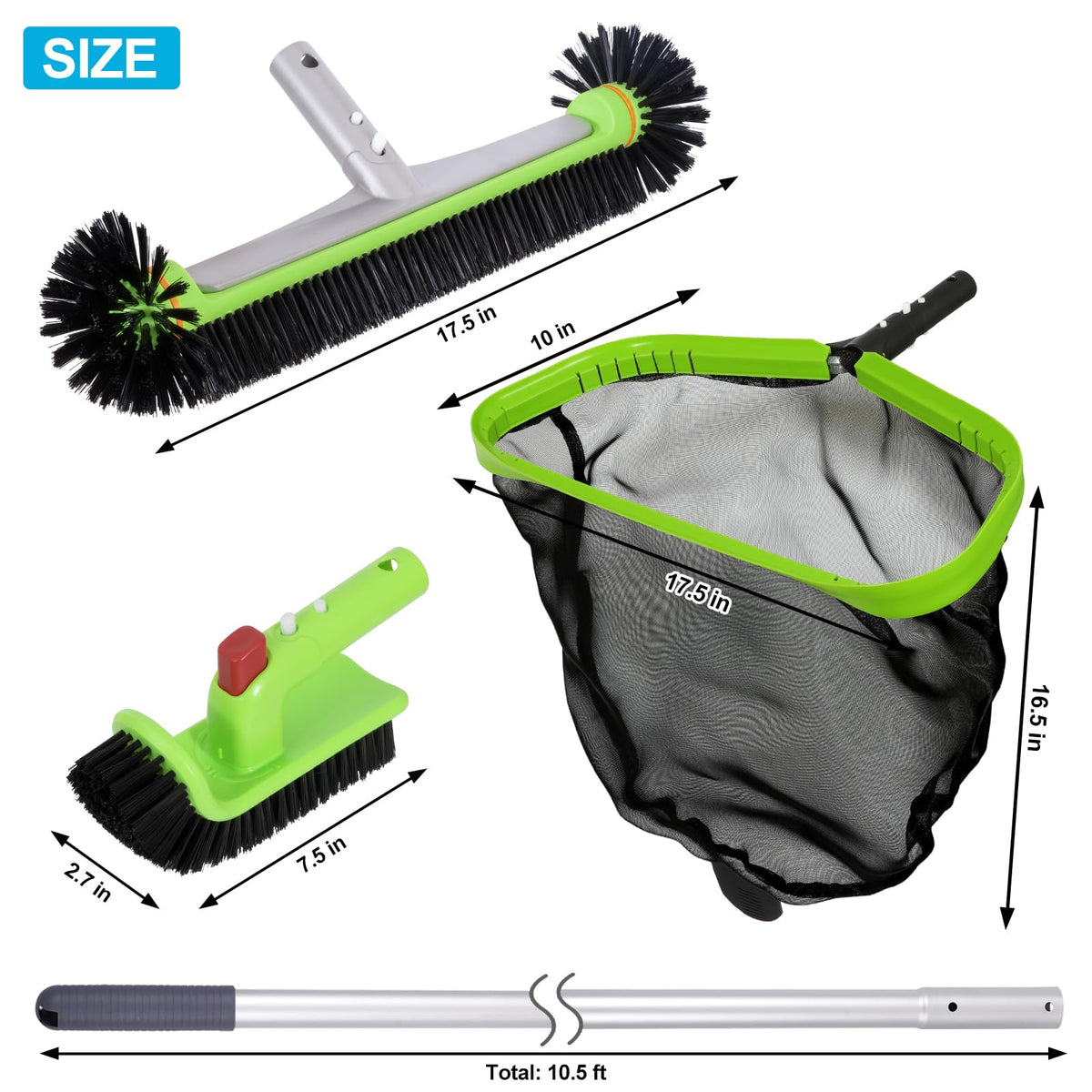 Sepetrel Deluxe 17.5-inch round brush cleans corners and edges for thorough scrubbing.