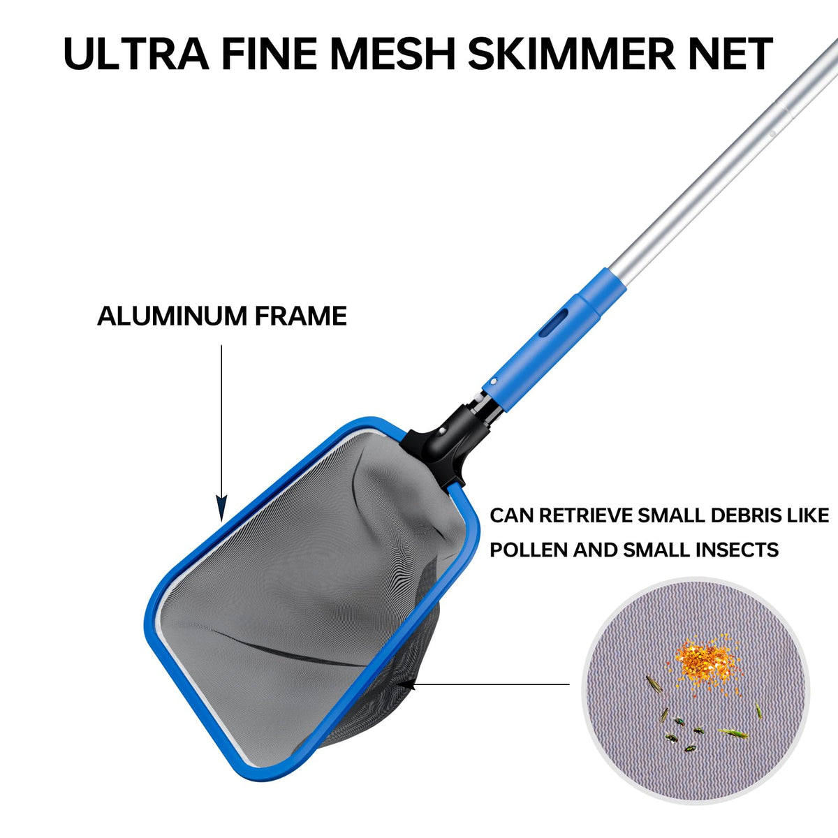 Sepetrel Deluxe aluminum-frame net delivers durable debris capture.