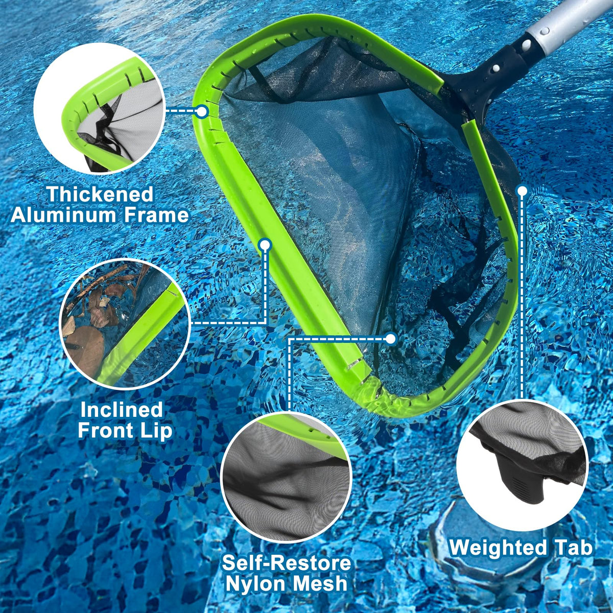 Sepetrel Deluxe aluminum pole extends from 2.7 ft to 10.5 ft for flexible cleaning.