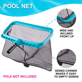 Sepetrel Deluxe inclined-edge pool net eases debris pickup from the pool floor.