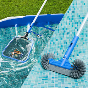 Sepetrel Deluxe pool cleaning kit supports quick scrubbing and skimming.