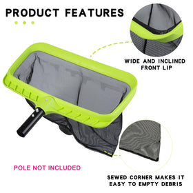 Sepetrel reinforced-frame pool net resists twisting during use.
