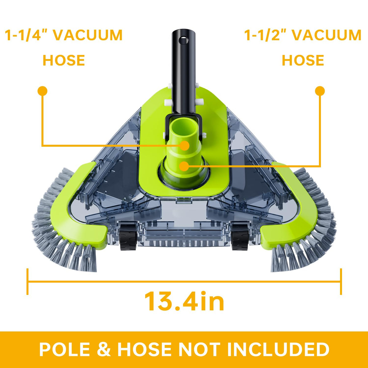 Sepetrel non-slip wheels enable easy pushing and pulling across pool floor.