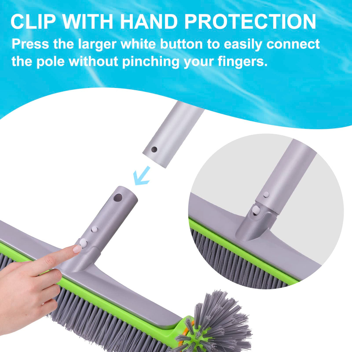 Sepetrel pool brush head with reinforced aluminum back for durability.