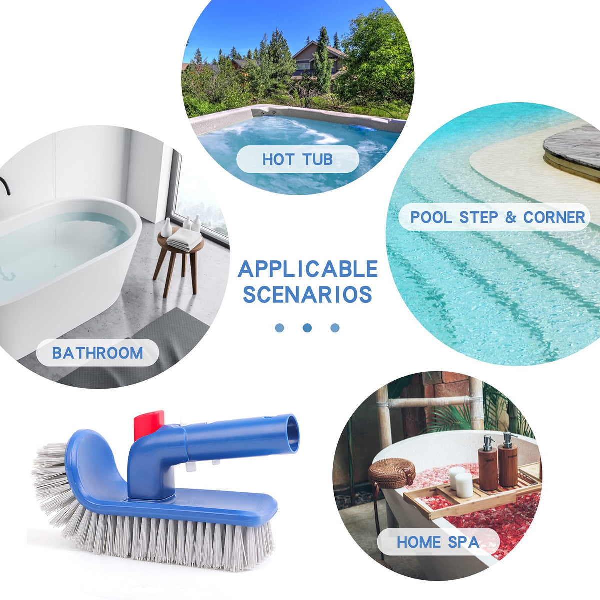 Sepetrel brush head features rotatable handle for flexible cleaning angles.