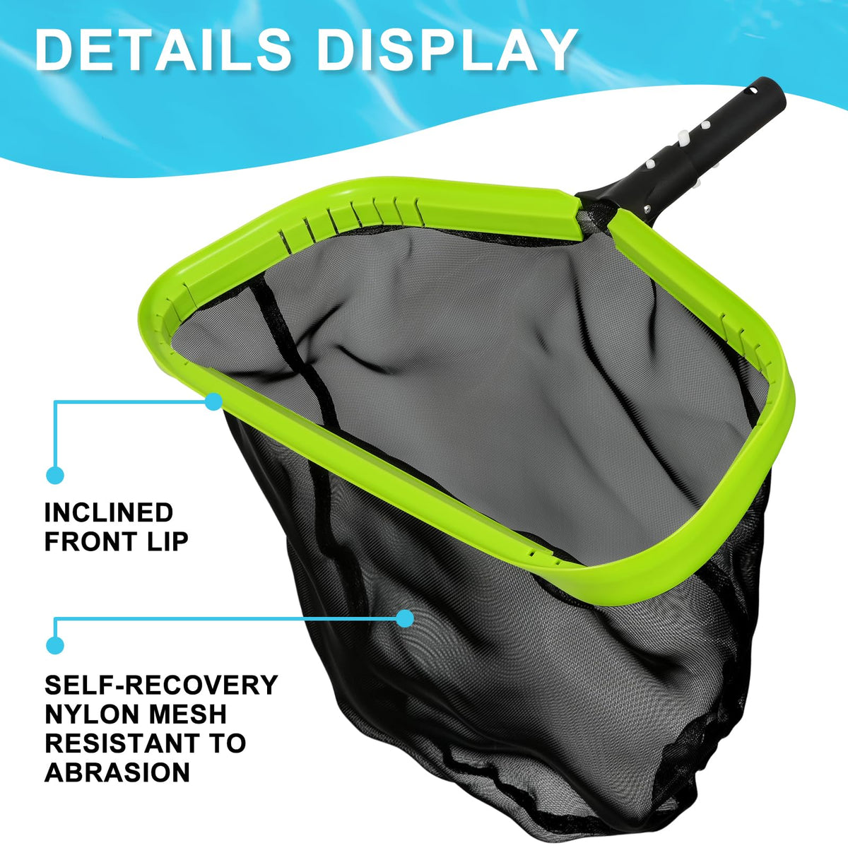 Sepetrel pool net shows heavy-duty aluminum frame for durability