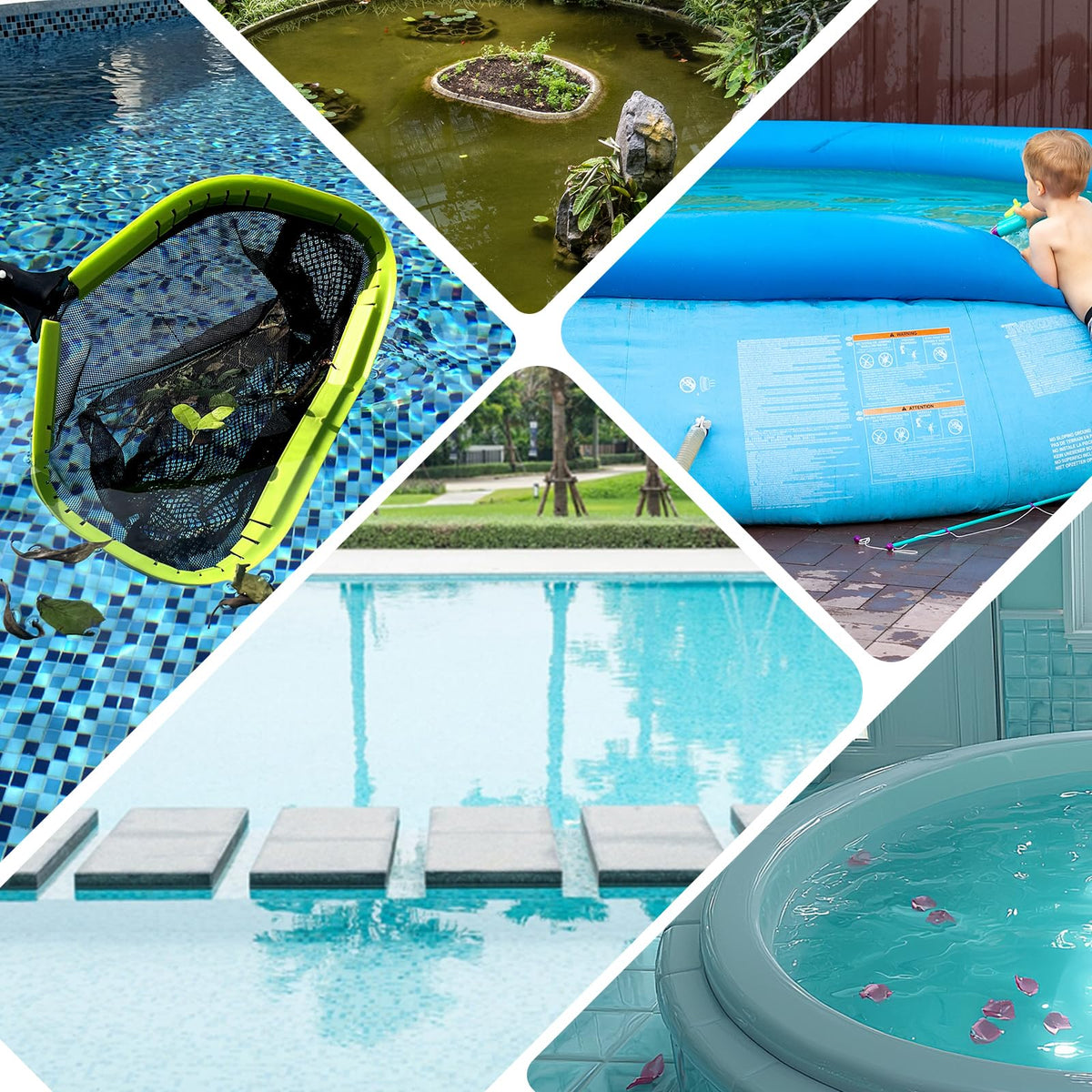 Sepetrel Pool Net inclined lip design aids bottom skim without liner damage