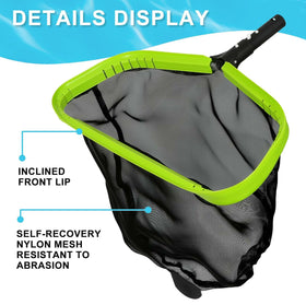 Sepetrel pool net compatible with standard poles for easy setup.