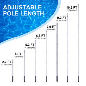 Sepetrel pool pole adjustable length enables versatile cleaning around corners.