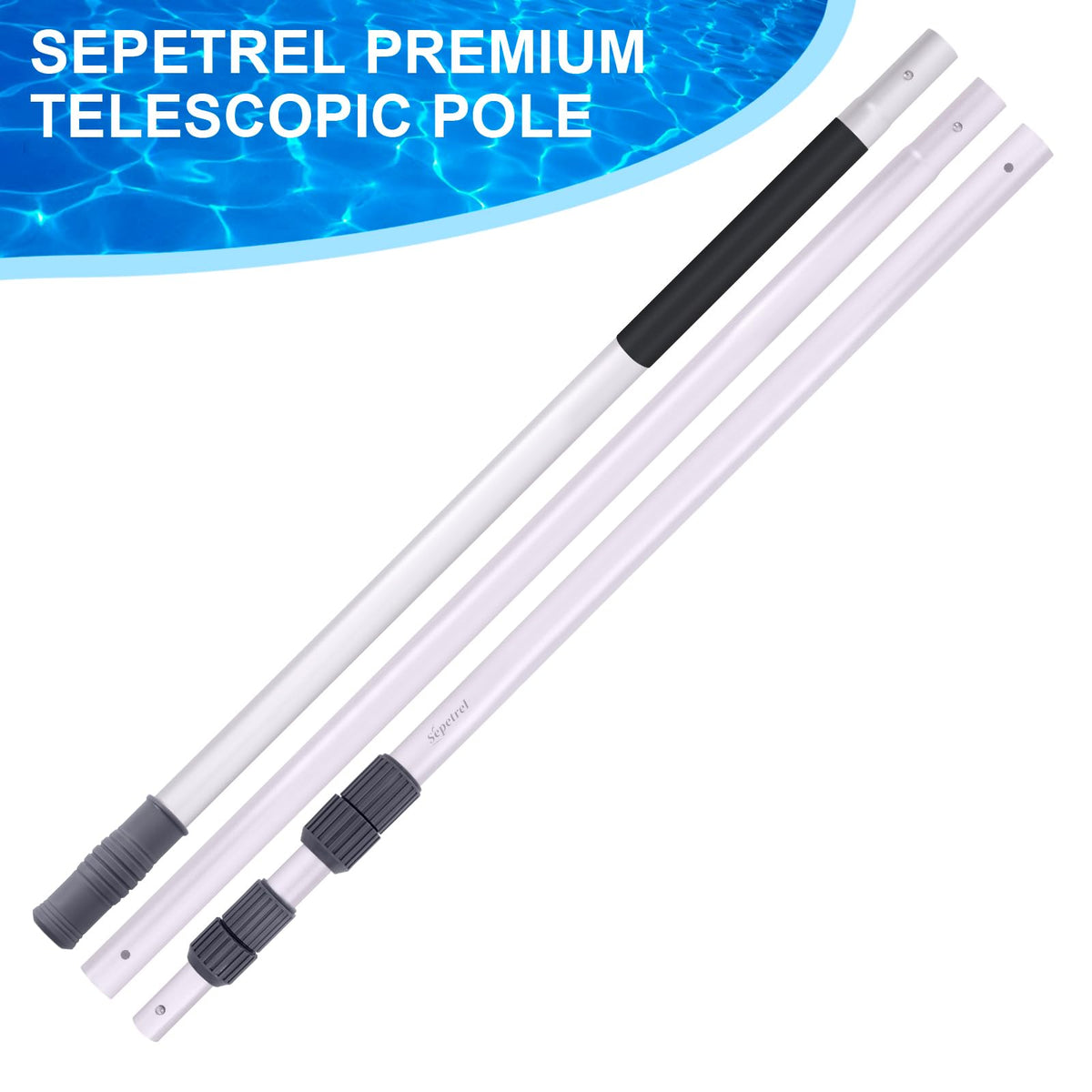 Sepetrel pool pole heavy-duty aluminum construction resists corrosion