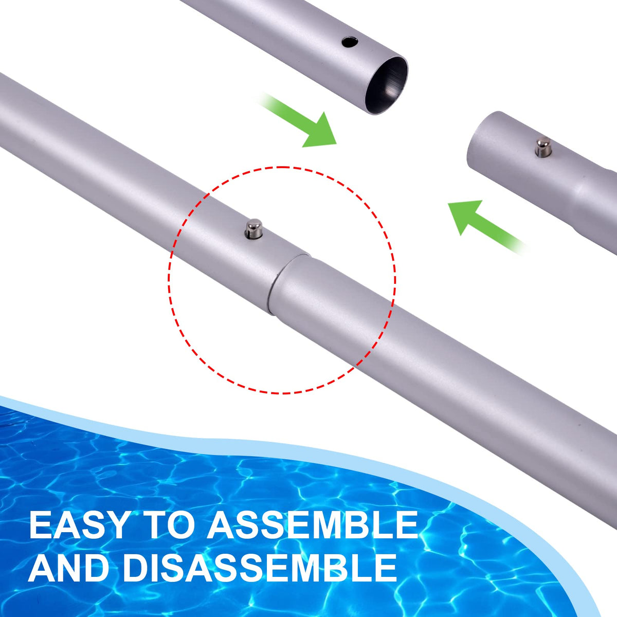 Sepetrel aluminum pool pole is rust-resistant for long-lasting outdoor use.