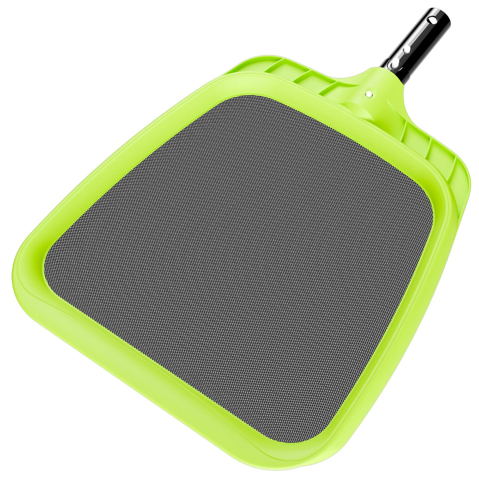 Sepetrel pool skimmer net with widened front lip safely scooping debris