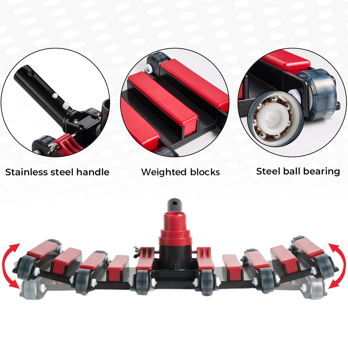 Sepetrel swivel handle allows 180-degree turns for smooth navigation.