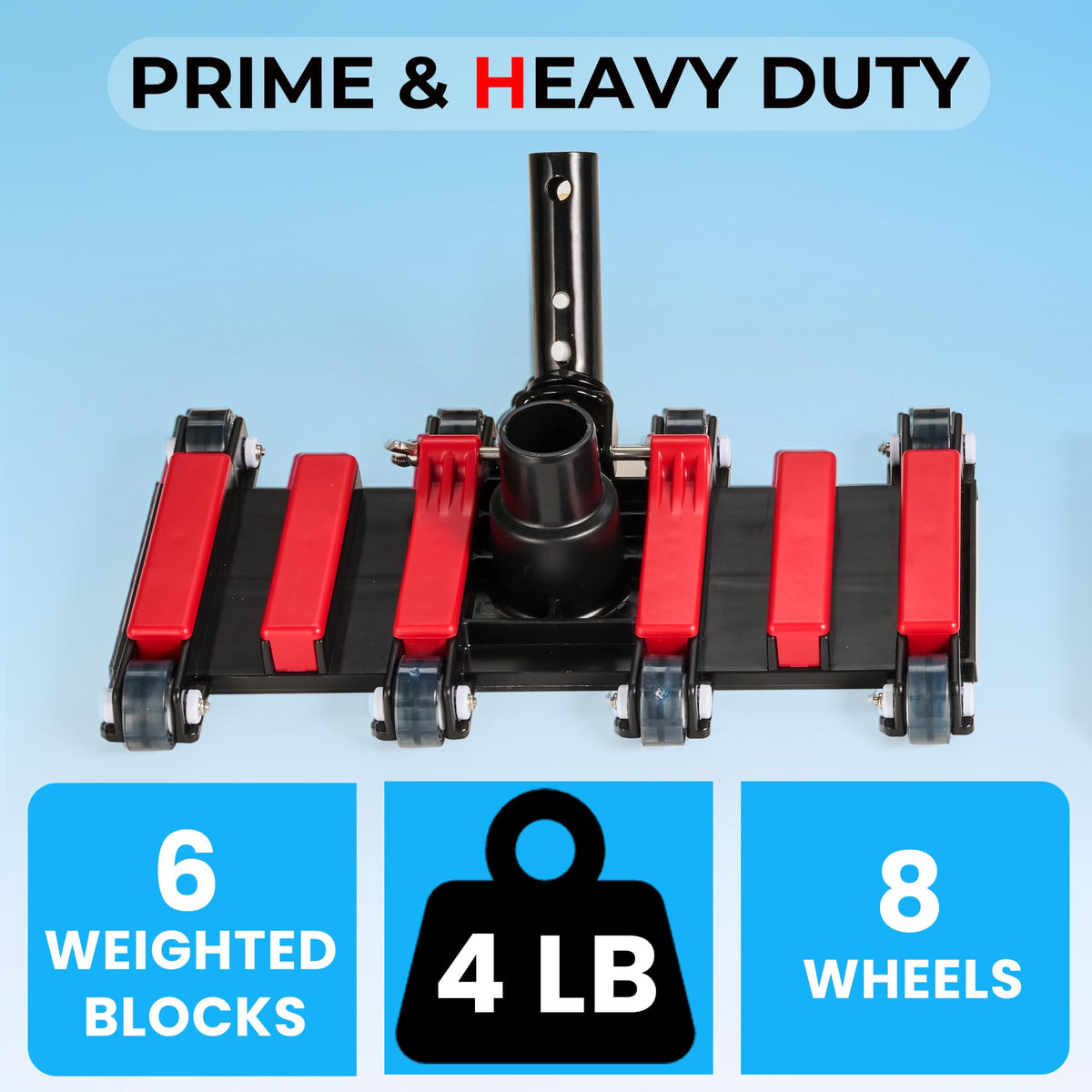 Sepetrel vacuum head cleans tight corners with eight low-friction wheels.