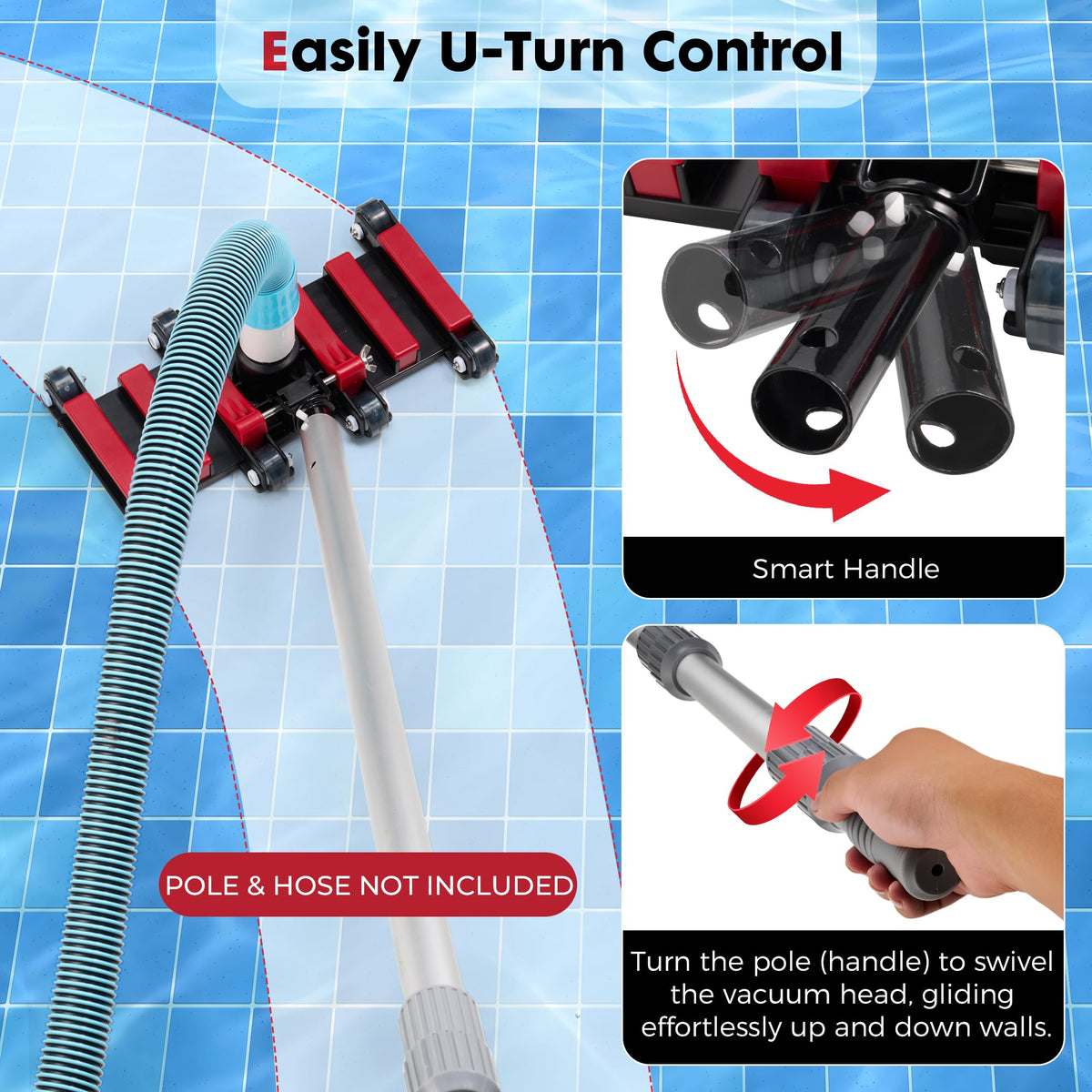 Sepetrel universal-fit hoses and poles lock securely for stable cleaning.
