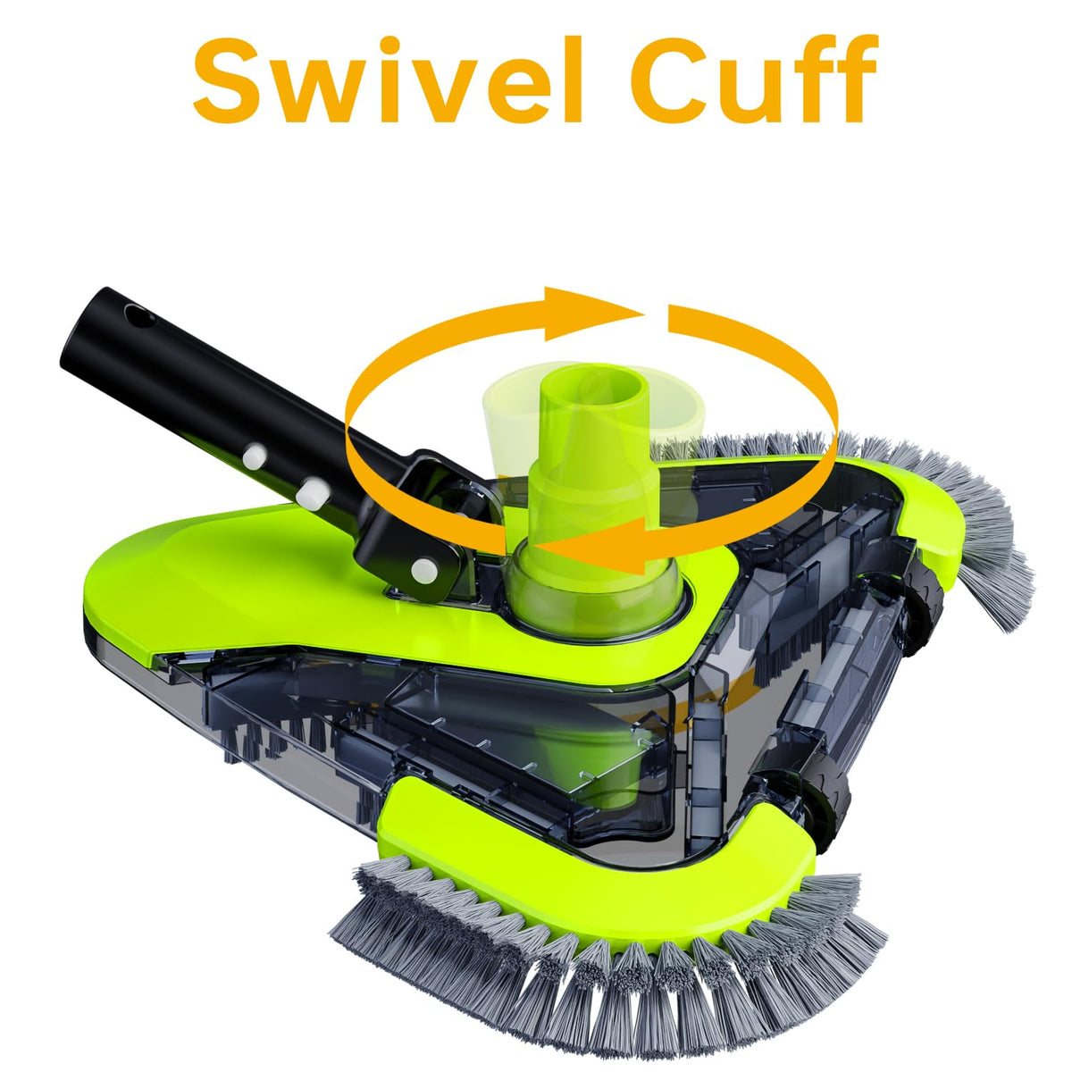 Sepetrel weighted triangular head maintains contact with pool bottom for thorough cleaning.