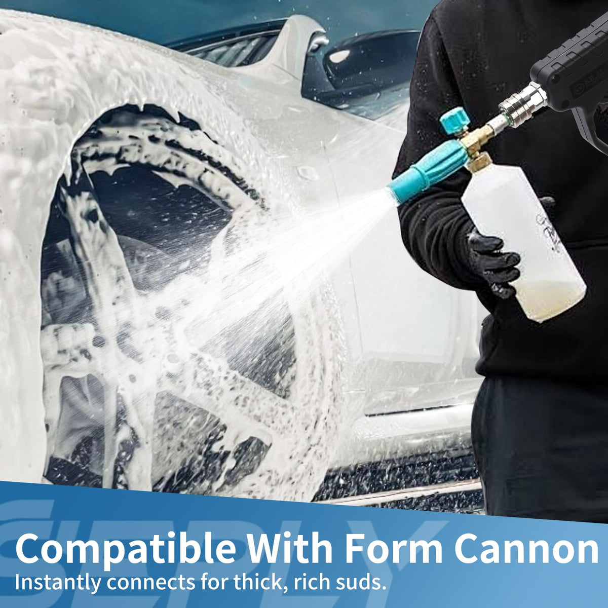 SEPLY Foam cannon-friendly gun attaches easily for professional car washes
