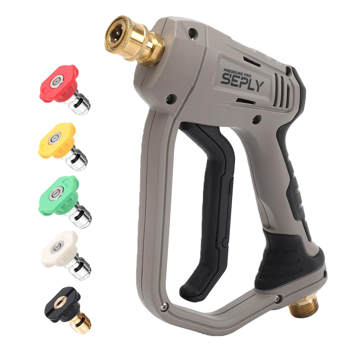 SEPLY short pressure washer gun side view shows compact high-pressure design for focused washing.