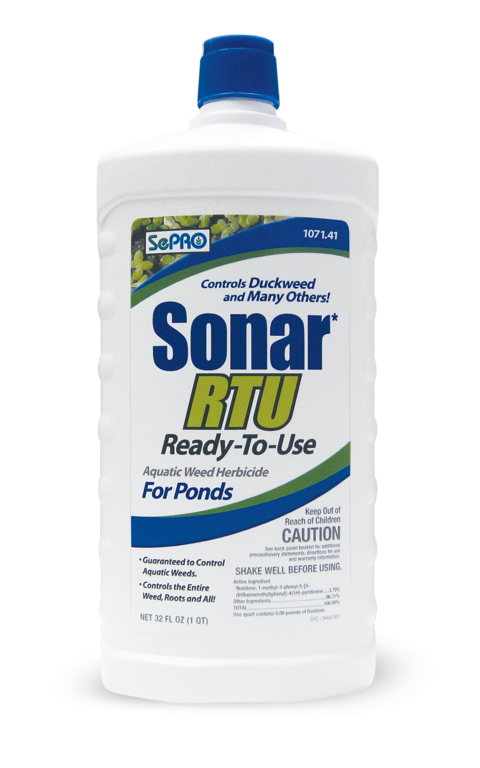 SePRO Sonar RTU bottle pouring into a pond for weed control.