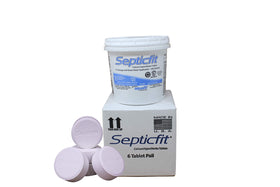 Six tablets in a resealable pail for convenient septic care.