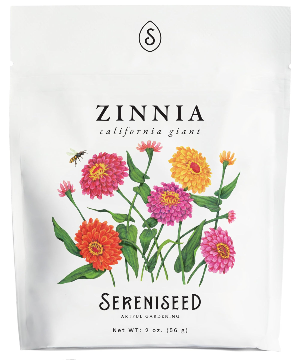 Sereniseed California Giant Zinnia seeds 2oz pack for vibrant outdoor borders.