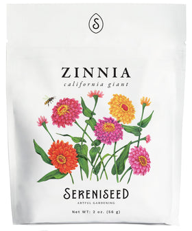 Sereniseed California Giant Zinnia seeds 2oz pack for vibrant outdoor borders.
