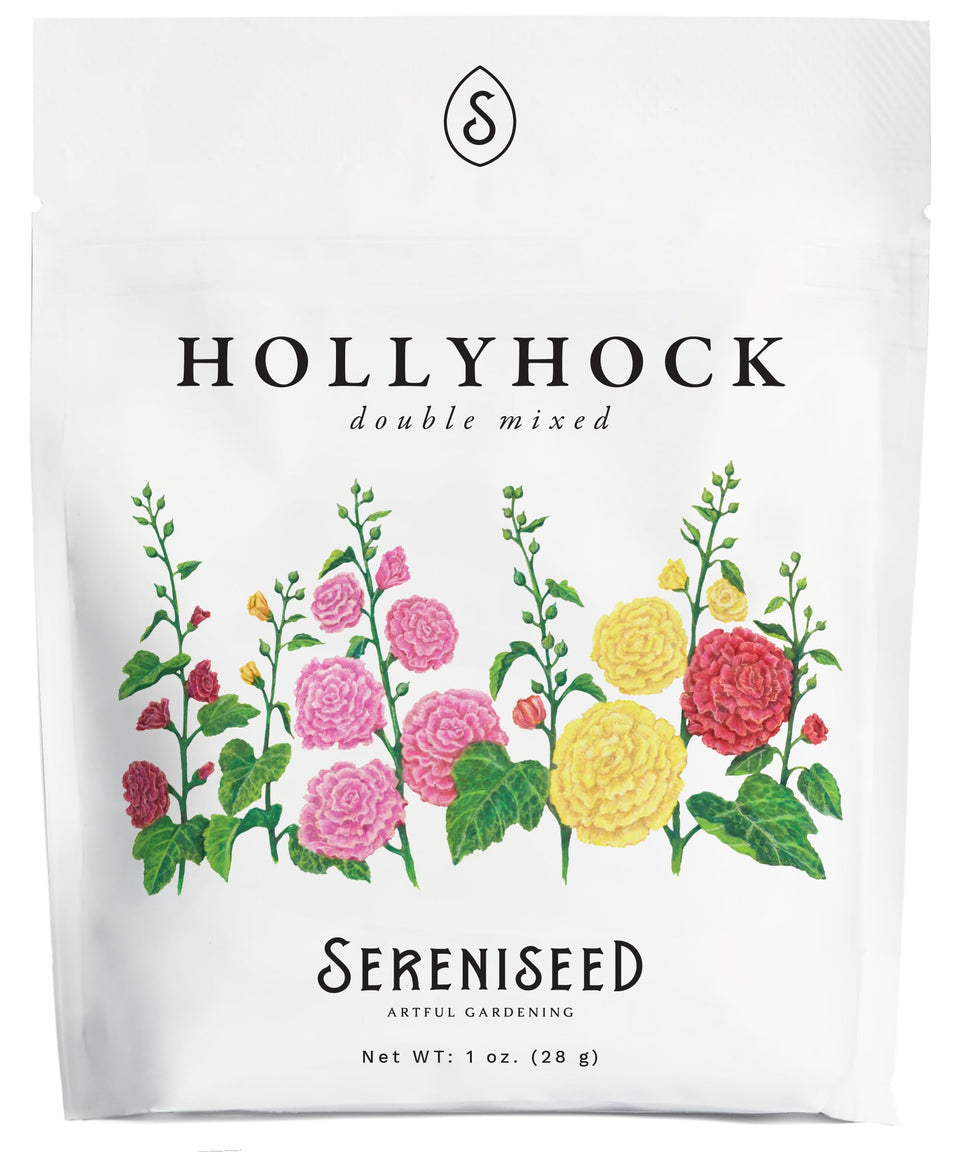 Sereniseed double mixed hollyhock seeds ideal for vibrant borders and cottage gardens