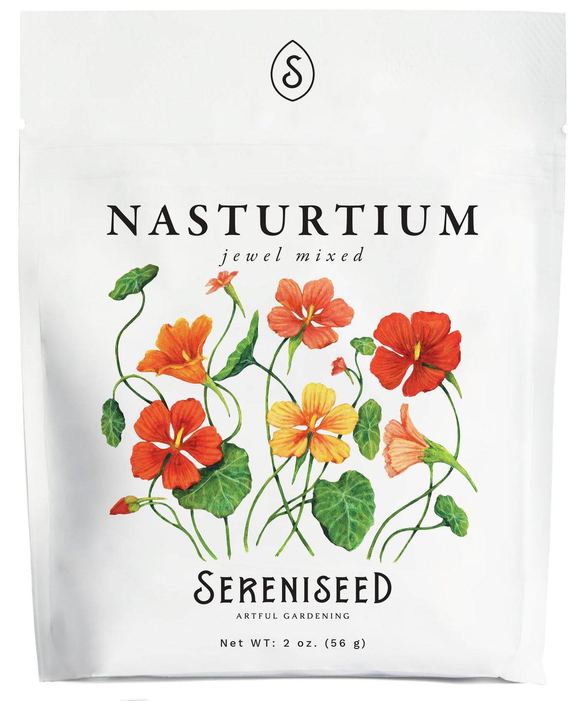 Sereniseed Jewel mixed nasturtium seeds ready to sow for bright edible blooms in gardens