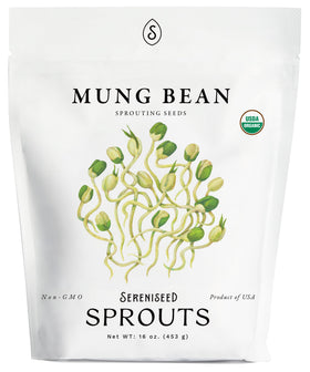 Sereniseed mung bean sprout seeds in a bag ready for home sprouting and microgreens